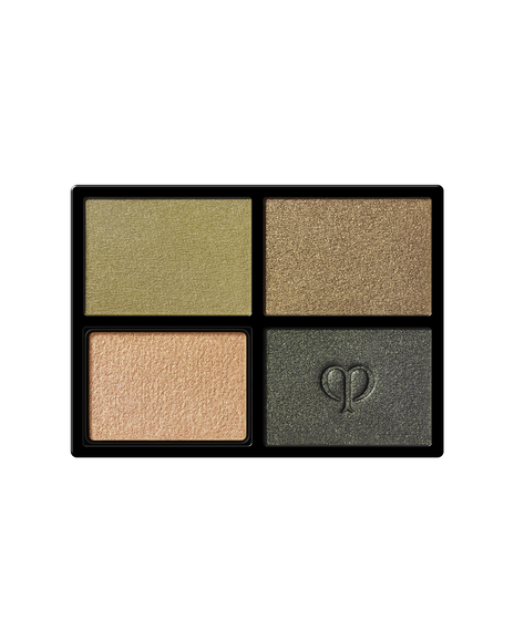 Photo of "EYE COLOR QUAD (REFILL)", an eyeshadow consisting of four colors. The brand logo is imprinted on the lower right color. Shade: 10-Sea Grass.