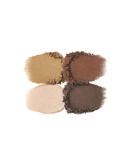 Photo of the texture of the four EYE COLOR QUAD colors, showing their color and powder quality. Shade: 4-Ocean Sunrise.