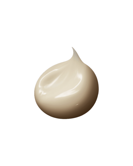 Photo of light beige cream with a smooth and glossy texture.