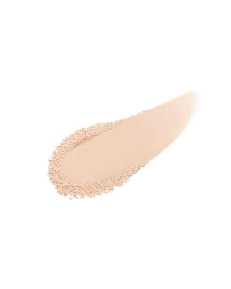 Photo of a finely-textured powder foundation spread out in a single brush stroke. SHADE: B00.