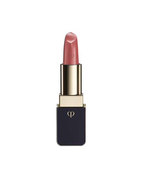 Photo of "LIPSTICK MATTE" with the stick twisted up. The tip is engraved with the brand logo, and the body features a combination of blue-black and gold sides. SHADE: Agent Of Change.