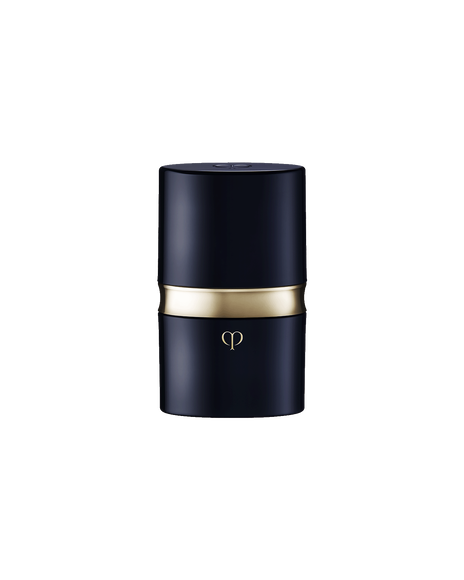 Photo of &ldquo;PORTABLE BRUSH&rdquo; with a blue-black body and gold brand logo engraved on it. Shown with the cap on.