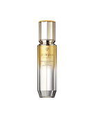 Photo of a "FIRMING SERUM SUPREME bottle with a gradient design transitioning from gold at the top to silver at the bottom. SIZE : 40ml