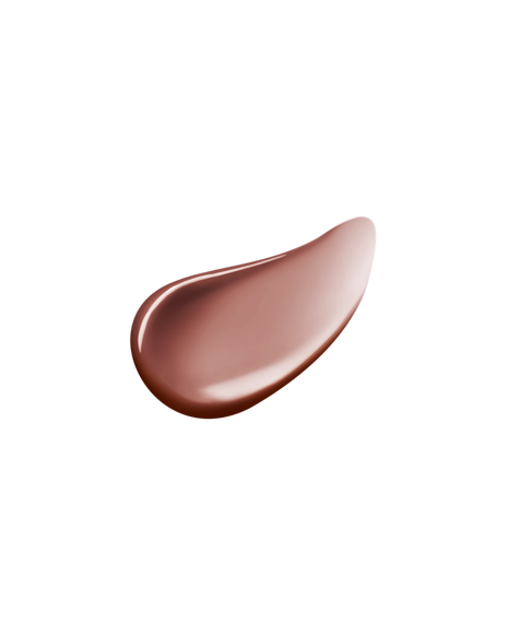 Photo of a glossy, dewy lipstick texture in a smooth swipe. SHADE: Cocoa Dahlia.