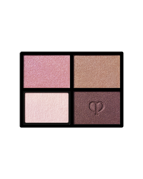 Photo of "EYE COLOR QUAD (REFILL)", an eyeshadow consisting of four colors. The brand logo is imprinted on the lower right color. Shade: 9-Pink Coral Shells.