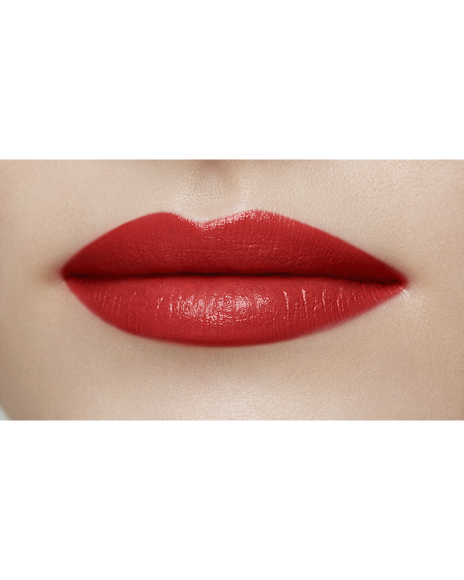 Photo of a light skin tone model  wearing "LIPSTICK MATTE" in High Achieve on the lips.