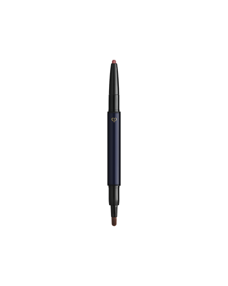 Photo of a "LIP LINER PENCIL (CARTRIDGE)" with the cartridge installed. The blue-black body is engraved with a gold brand logo and has a pencil on one end and a brush on the other.
