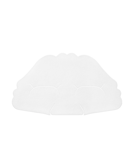 Photo of a sheet of VITALITY-ENHANCING EYE MASK SUPREME. A White eye mask sheet for the eye area, made of soft and smooth material.