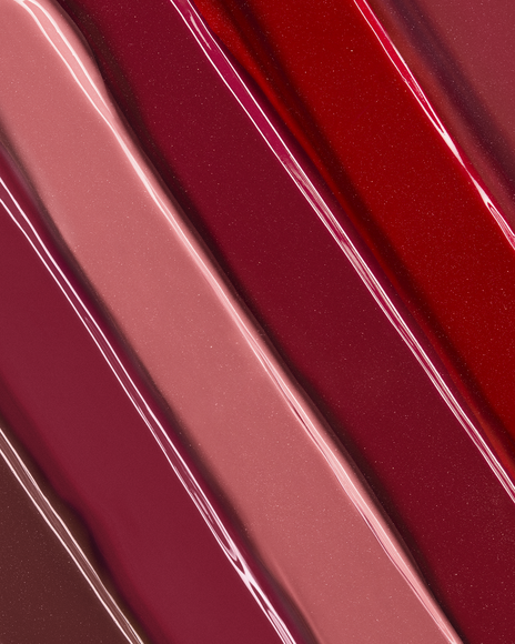 Photo of six lip colors arranged in smooth, even strokes.