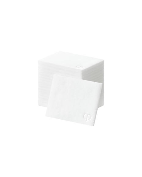 Photo of COTTON pads embossed with the brand logo.