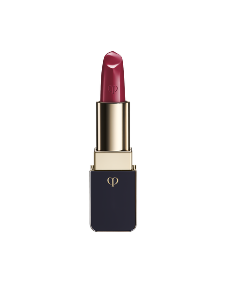 Photo of "LIPSTICK" with the stick twisted up. The tip is engraved with the brand logo, and the body features a combination of blue-black and gold sides. SHADE: Pink Larkspur