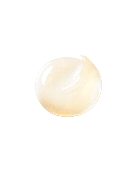 Photo of a smooth, dewy gel texture with a luminous gold shimmer.