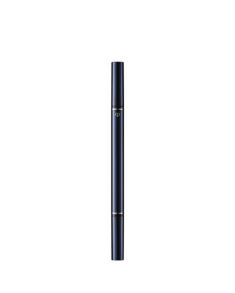 Photo of the front of the "INTENSIFYING LIQUID EYELINER" showing the gold brand logo in the center of the blue-black body.