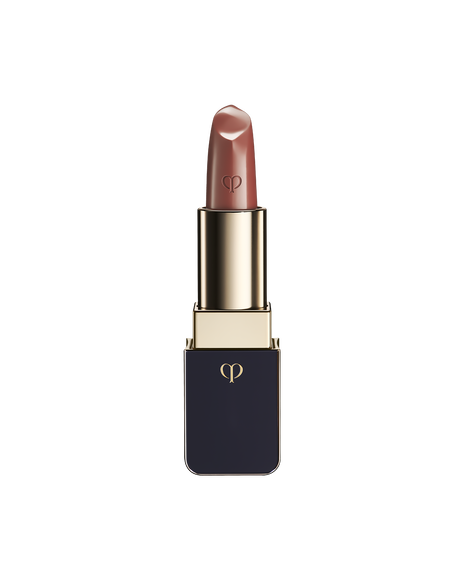Photo of "LIPSTICK" with the stick twisted up. The tip is engraved with the brand logo, and the body features a combination of blue-black and gold sides. SHADE: Power Mauve.