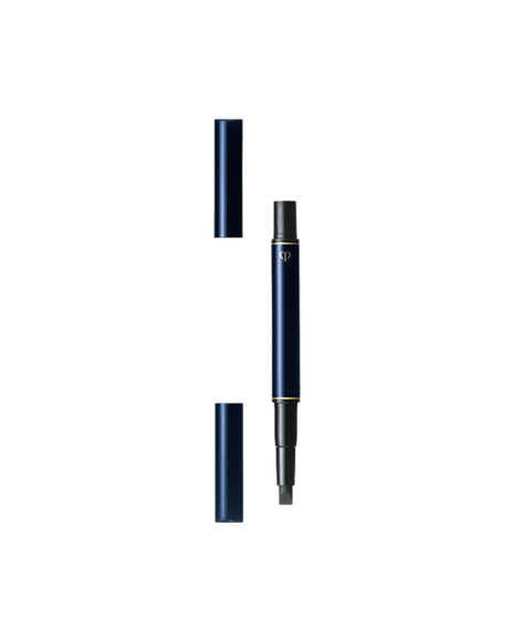 Photo of the "EYELINER PENCIL (HOLDER)" with the caps removed and arranged. The holder features a blue-black body with gold trim.
