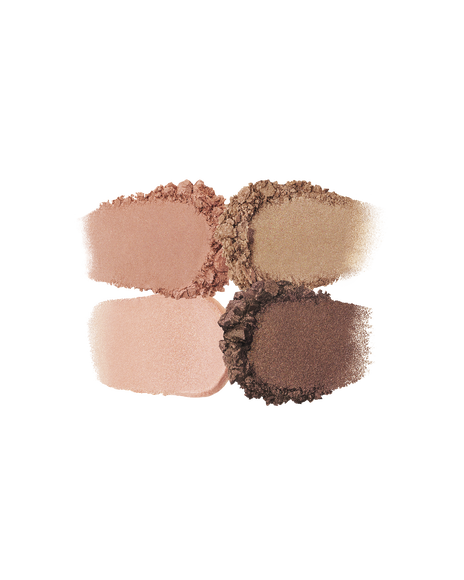Photo of the texture of the four EYE COLOR QUAD colors, showing their color and powder quality. Shade: 5-Coral Reef.