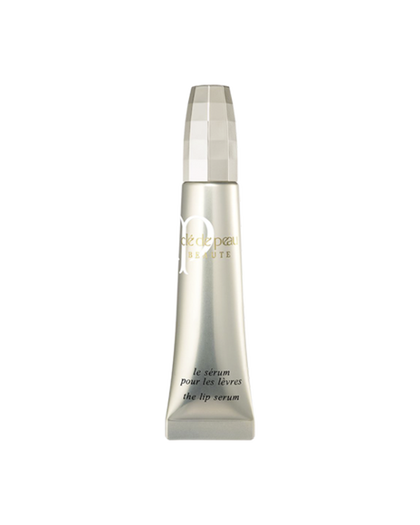 Photo of "THE LIP SERUM", featuring a metallic tube with a multi-faceted transparent cap.