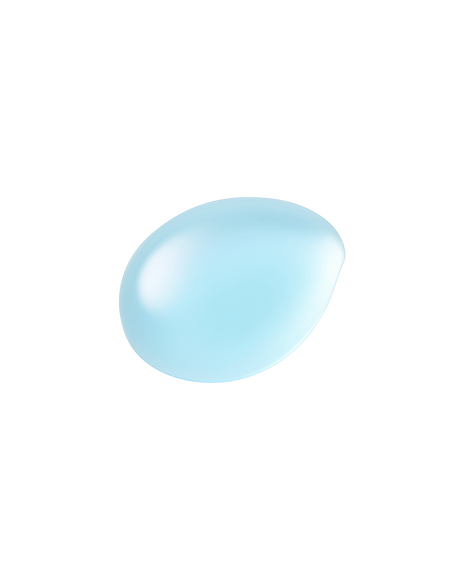 Photo of a translucent, pale blue liquid with a fresh and smooth texture.
