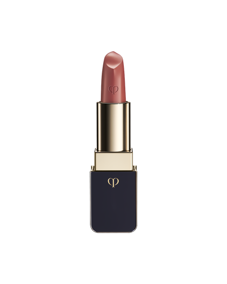 Photo of "LIPSTICK MATTE" with the stick twisted up. The tip is engraved with the brand logo, and the body features a combination of blue-black and gold sides. SHADE: High Achieve.